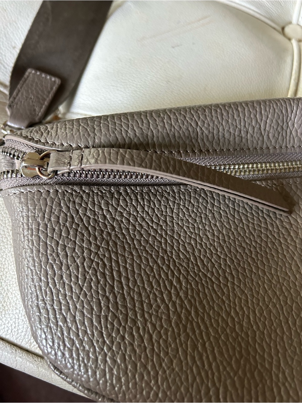 Quince Taupe Pebbled Leather Crossbody Belt Bag - Picture 2 of 6